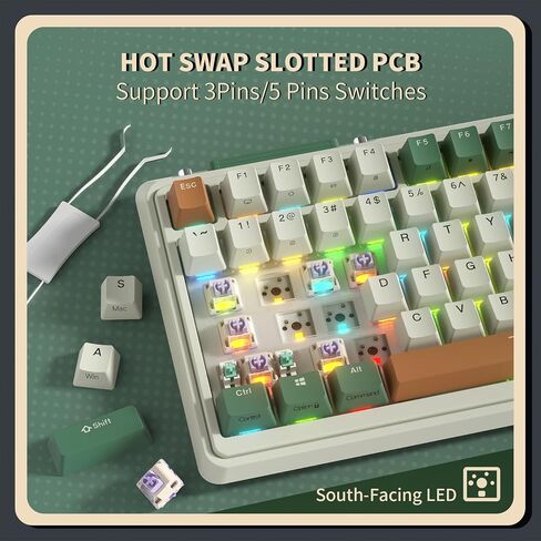 K75 PRO RGB 75% Wireless Gasket Mechanical Keyboard, Triple Mode BT 5.0/2.4G/USB-C 82 Keys Hot Swappable Gaming Keyboard w/Knob & Power Display, Custom Linear Switches, Black White in Kuwait