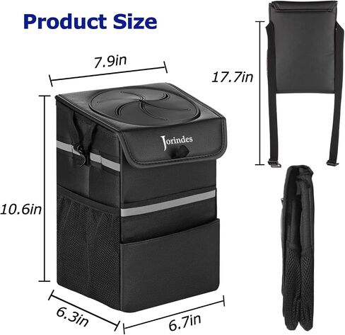 Car Trash Can with Lid and Storage Pockets,2-Gal Large Capacity Multipurpose Car Garbage Can,Car Garbage Bag Hanging with Strap, Car Trash Bin for Any Cars, Sedans, SUV's & Trucks in Saudi Arabia