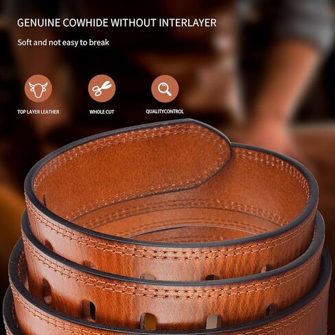 Full Grain Leather Belts for Men Non Metal Nickel Free Tsa Approved Hypoallergenic Belt with Plastic Buckle 38mm Wide in Kuwait