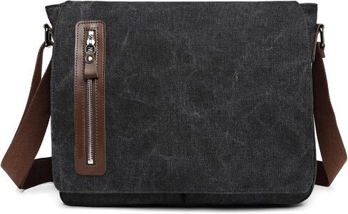 Vintage Canvas Messenger Bag Unisex Shoulder Bag Canvas Satchel Cross Body College Work Satchel Briefcase for 14 Inch Laptop in Saudi Arabia