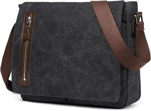Vintage Canvas Messenger Bag Unisex Shoulder Bag Canvas Satchel Cross Body College Work Satchel Briefcase for 14 Inch Laptop in Saudi Arabia