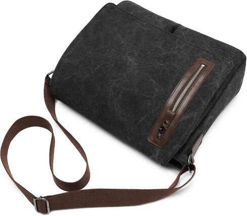 Vintage Canvas Messenger Bag Unisex Shoulder Bag Canvas Satchel Cross Body College Work Satchel Briefcase for 14 Inch Laptop in Saudi Arabia