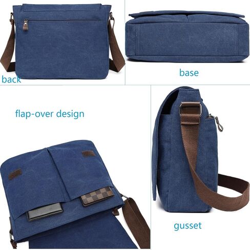Vintage Canvas Messenger Bag Unisex Shoulder Bag Canvas Satchel Cross Body College Work Satchel Briefcase for 14 Inch Laptop in Saudi Arabia