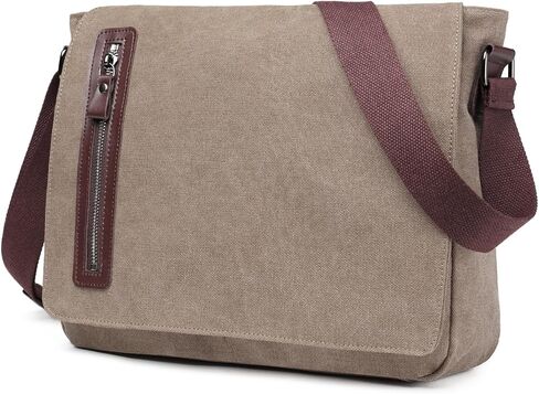 Vintage Canvas Messenger Bag Unisex Shoulder Bag Canvas Satchel Cross Body College Work Satchel Briefcase for 14 Inch Laptop in Saudi Arabia