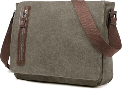 Vintage Canvas Messenger Bag Unisex Shoulder Bag Canvas Satchel Cross Body College Work Satchel Briefcase for 14 Inch Laptop in Saudi Arabia
