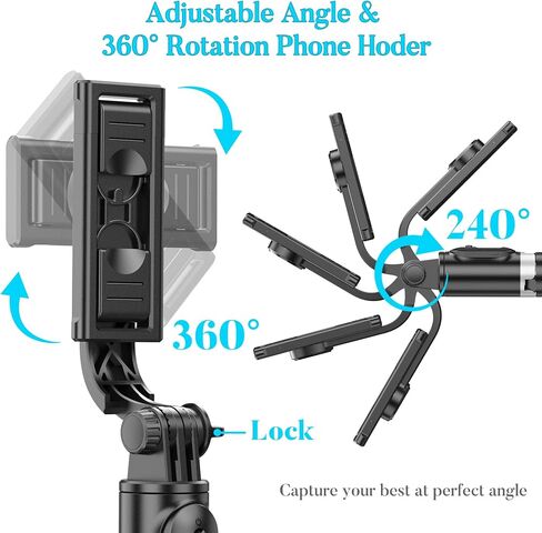 Selfie Stick Tripod, All in One Extendable & Portable iPhone Tripod Selfie Stick with Wireless Remote Compatible with iPhone 17 16 15 14 13 12 pro Xs Max, Galaxy Note10/S20/S10/OnePlus 9/9 PRO etc in Saudi Arabia