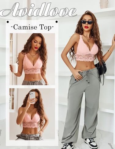 Avidlove Bralettes للنساء حمالة صدر لاسلكية من الدانتيل ورقبة على شكل حرف V Racerback ملابس داخلية قابلة للتعديل in Kuwait