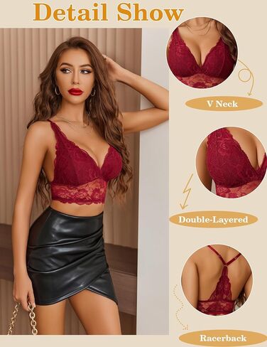 Avidlove Bralettes للنساء حمالة صدر لاسلكية من الدانتيل ورقبة على شكل حرف V Racerback ملابس داخلية قابلة للتعديل in Kuwait