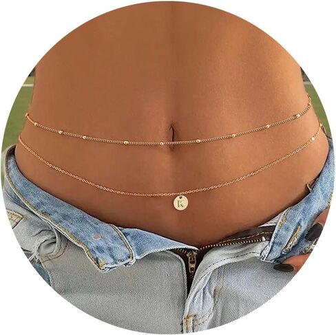 Turandoss 2PCS 18K سلاسل الخصر مطلية بالذهب الحقيقي للنساء - سلسلة الجسم البطن الطبقات الذهبية للخصر قابل للتعديل مثير بيكيني القرص سلسلة الخصر الأولية للنساء مجوهرات الخصر الشاطئ لذيذ للنساء in Kuwait