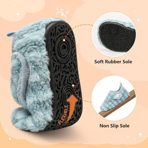 BARERUN Toddler Slippers Boys Girls House Shoes Warm Kids Slippers With Non-Slip Rubber Sole Fuzzy Cozy Walking Shoes Indoor/Outdoor in Saudi Arabia
