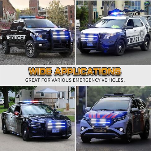 XRIDONSEN 2PCS 24 inch Truck Grill Strobe Lights Strip 288 LED Emergency Tailgate/Rear window/Grille Lights Amber White Flashing Warning Caution Safety Lights for Tow Plow Trucks Construction Vehicles in Kuwait