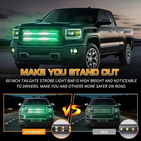 XRIDONSEN 2PCS 24 inch Truck Grill Strobe Lights Strip 288 LED Emergency Tailgate/Rear window/Grille Lights Amber White Flashing Warning Caution Safety Lights for Tow Plow Trucks Construction Vehicles in Kuwait