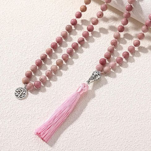 108 Mala Prayer Beads Wrap Necklace with Long Tassel Boho Necklace for Women Amazonite Bead Bracelet with Spiritual Tree of Life Pendant 108 Beads Necklace for Meditation in Saudi Arabia