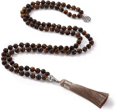 108 Mala Prayer Beads Wrap Necklace with Long Tassel Boho Necklace for Women Amazonite Bead Bracelet with Spiritual Tree of Life Pendant 108 Beads Necklace for Meditation in Saudi Arabia