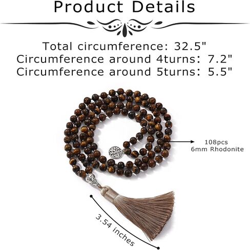 108 Mala Prayer Beads Wrap Necklace with Long Tassel Boho Necklace for Women Amazonite Bead Bracelet with Spiritual Tree of Life Pendant 108 Beads Necklace for Meditation in Saudi Arabia