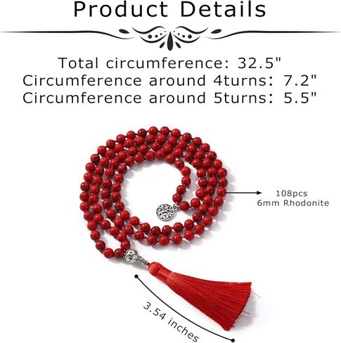 108 Mala Prayer Beads Wrap Necklace with Long Tassel Boho Necklace for Women Amazonite Bead Bracelet with Spiritual Tree of Life Pendant 108 Beads Necklace for Meditation in Kuwait