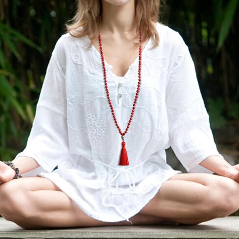 108 Mala Prayer Beads Wrap Necklace with Long Tassel Boho Necklace for Women Amazonite Bead Bracelet with Spiritual Tree of Life Pendant 108 Beads Necklace for Meditation in Kuwait