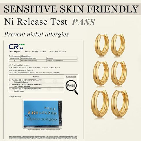 أقراط دائرية ذهبية للنساء، مجموعة أقراط دائرية صغيرة مطلية بالذهب عيار 14 قيراط لا تسبب الحساسية، أقراط هوجي هوب غضروفية ذهبية، أقراط دائرية مكتنزة مكدسة غير مشوهة in Kuwait