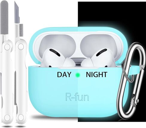 R-fun Compatible with AirPods Pro Case with Keychain,Full Protective Silicone Skin Accessories for Women Men Girl Compatible with Apple 2019 Latest AirPods Pro Case,Front LED Visible,Black in Saudi Arabia
