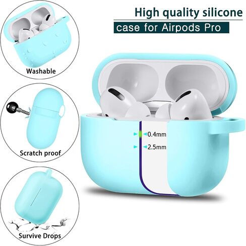 R-fun Compatible with AirPods Pro Case with Keychain,Full Protective Silicone Skin Accessories for Women Men Girl Compatible with Apple 2019 Latest AirPods Pro Case,Front LED Visible,Black in Saudi Arabia