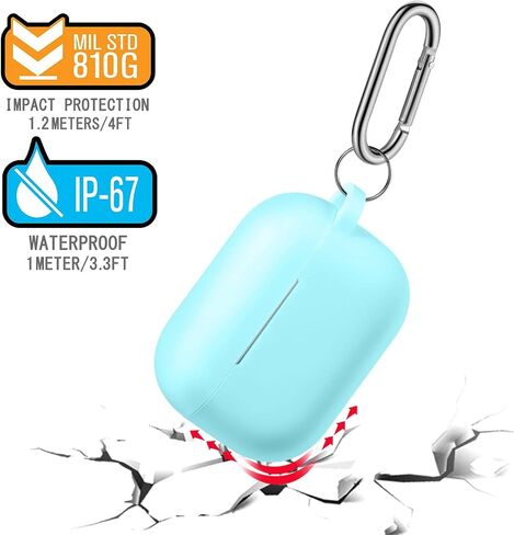 R-fun Compatible with AirPods Pro Case with Keychain,Full Protective Silicone Skin Accessories for Women Men Girl Compatible with Apple 2019 Latest AirPods Pro Case,Front LED Visible,Black in Saudi Arabia