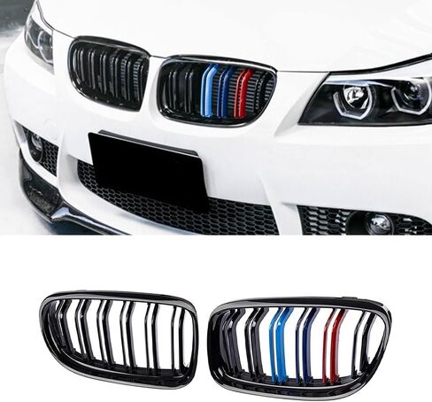 MAXDOM Replacement Front Upper Grill Fit for BMW (2012-2018) 3 Series F30 F31 – Gloss Black Double Slats ABS Grille in Saudi Arabia