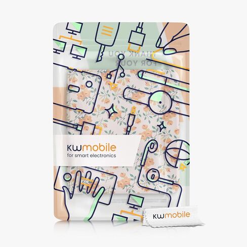 حافظة kwmobile متوافقة مع حافظة Kobo Libra 2 - غطاء القارئ الإلكتروني - زهور خضراء منقوشة in Kuwait