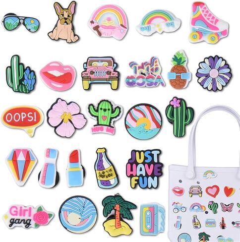 40 قطعة ساحرة لحقيبة بوج، وحقيبة حمل الشاطئ وحقيبة الشاطئ المطاطية، ملحقات بوج المثالية للفتيات والنساء in Kuwait