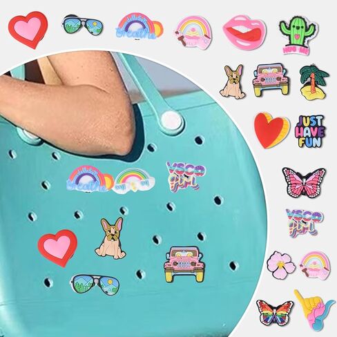 40 قطعة ساحرة لحقيبة بوج، وحقيبة حمل الشاطئ وحقيبة الشاطئ المطاطية، ملحقات بوج المثالية للفتيات والنساء in Kuwait