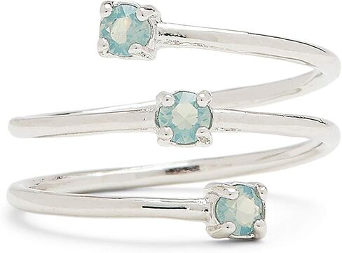 خاتم من حجر الأوبال الثلاثي المطلي بالفضة من بورا فيدا - أطراف قابلة للتعديل، قاعدة نحاسية - مقاس واحد in Kuwait