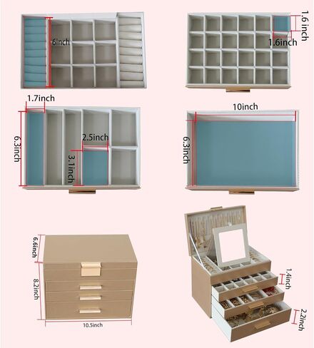 Large Jewelry Box for Women, 4 Layer Jewelry Holder Organizer with Necklace Hooks, White Jewelry Box for Earrings Necklace and Bracelet Storage Gifts for Her (Black) in Saudi Arabia