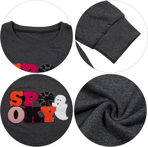 MOUSYA Halloween Spooky Sweatshirts Spooky Patch Pullover Halloween Sweatshirt for Women Fall Chenille Pullover Top in Saudi Arabia