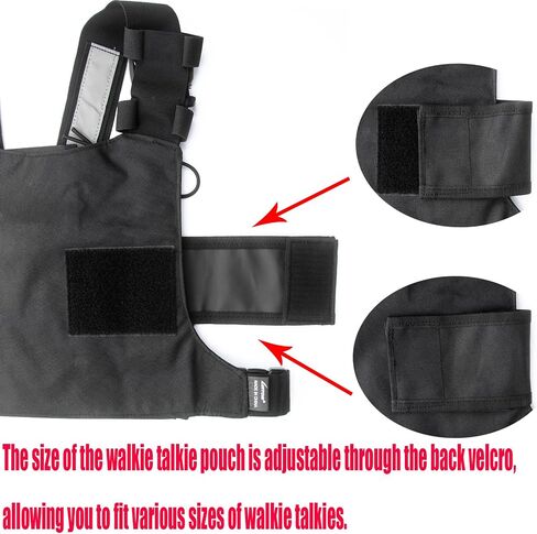 LUITON Radio Chest Harness with Reflective Strips Shoulder Holster Radio Vest Holder Two Way Radio Vest Rig Walkie Talkie Case with Front Pack Pouch for Motorola/Midland/Baofeng/Retevis in Kuwait