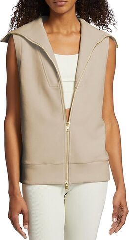 TOLENY Women's Full Zipper Sweater Vest Top Ribbed Knit Lapel Sweatshirt Double Slider Sleeveless Cardigan in Saudi Arabia