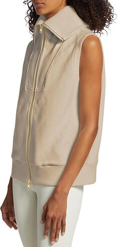 TOLENY Women's Full Zipper Sweater Vest Top Ribbed Knit Lapel Sweatshirt Double Slider Sleeveless Cardigan in Saudi Arabia