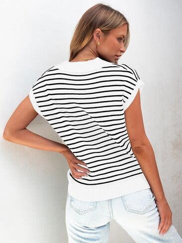 HDLTE Striped Sweater Vest for Women - Button Up Work Tank Tops Cardigan Business Casual Outfits Trendy Knit Shirt 2024 in Saudi Arabia