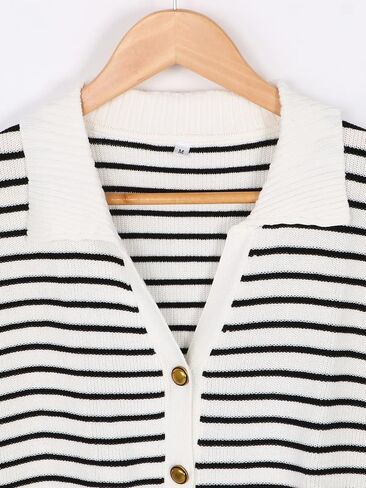 HDLTE Striped Sweater Vest for Women - Button Up Work Tank Tops Cardigan Business Casual Outfits Trendy Knit Shirt 2024 in Saudi Arabia