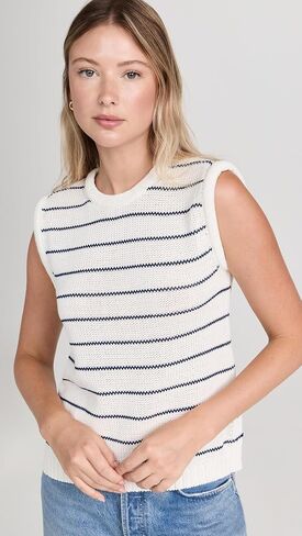 Madewell Women's Stripe Melina Puff Trim Vest in Saudi Arabia