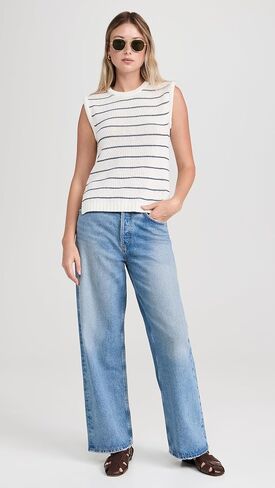 Madewell Women's Stripe Melina Puff Trim Vest in Saudi Arabia