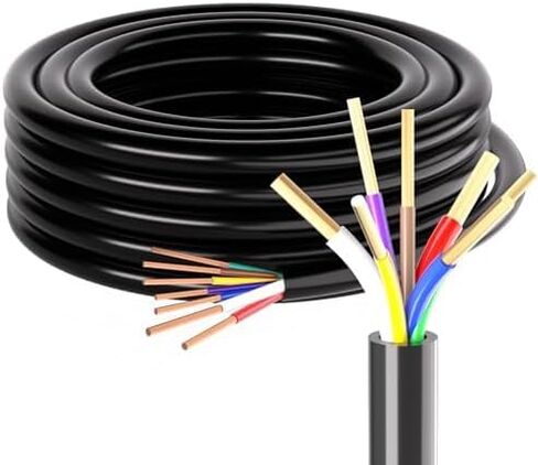 SUZCO 100FT Heavy Duty 14/12/10AWG 7 Way Round Conductor Blade Trailer Wiring Harness,Color-Coded Cable Traditional SAE Insulated Wire Fashion Black Sheath for Trailers RV Hitch Campers and Tow in Saudi Arabia