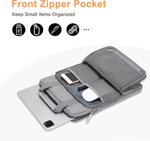 MOSISO Vertical Tablet Sleeve Case Compatible with iPad Pro 12.9 inch M2 & M1 (6th/5th/4th/3rd Gen) 2022-2018,Surface Pro 12.3 inch X/7/6/5/4/3/2/1,Shoulder Bag Front Raised & Horizontal Pocket, Black in Kuwait