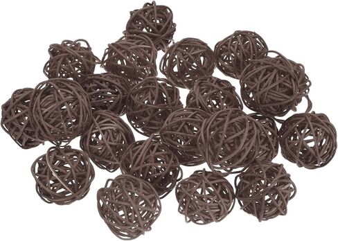uxcell 22 Pcs Wicker Rattan Balls, 1.6inch Wood Decorative Balls Vase Fillers for Centerpiece Bowl Orbs Fillers Tree Wedding Home Decor, Beige in Saudi Arabia