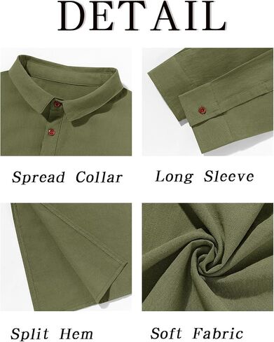 Runcati Mens Kaftan Robe Thobe Button Down Long Sleeve Cotton Linen Casual Muslim Gown Polo Shirt Kurta Tops in Saudi Arabia
