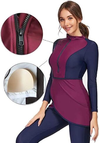 Muslim Swimsuit for Women Modest Swimwear Burkini Islamic Swimming Suit Plus Size Long Sleeve Bathing Suit in Kuwait