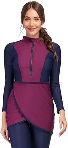 Muslim Swimsuit for Women Modest Swimwear Burkini Islamic Swimming Suit Plus Size Long Sleeve Bathing Suit in Kuwait
