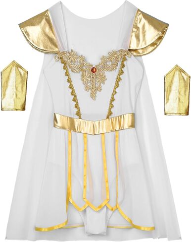 Women's Grecian Halloween Bodysuits Dress Sexy Toga Costume Greek Queen Dress with Wristbands in Saudi Arabia