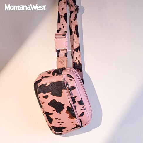 Montana West Cow Print Fanny Packs for Women Everywhere Belt Bag Crossbody Waist Packs with Adjustable Strap in Saudi Arabia