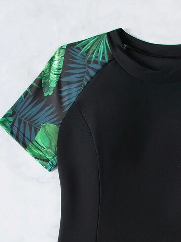 MakeMeChic Women's 2 Piece Tankini Short Sleeve Rash Guard Swimsuit Swim Shirt with Boyshorts Bathing Suit in Saudi Arabia