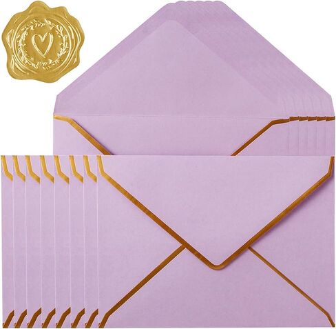 30 Pack Thick 5x7 Envelopes with Gold Border, A7 Thick Paper Greeting Cards Envelopes with Stickers for Invitation (Cream Color, 7.24x5.24 inches) in Saudi Arabia