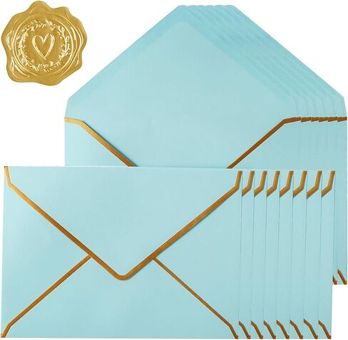 30 Pack Thick 5x7 Envelopes with Gold Border, A7 Thick Paper Greeting Cards Envelopes with Stickers for Invitation (Cream Color, 7.24x5.24 inches) in Saudi Arabia